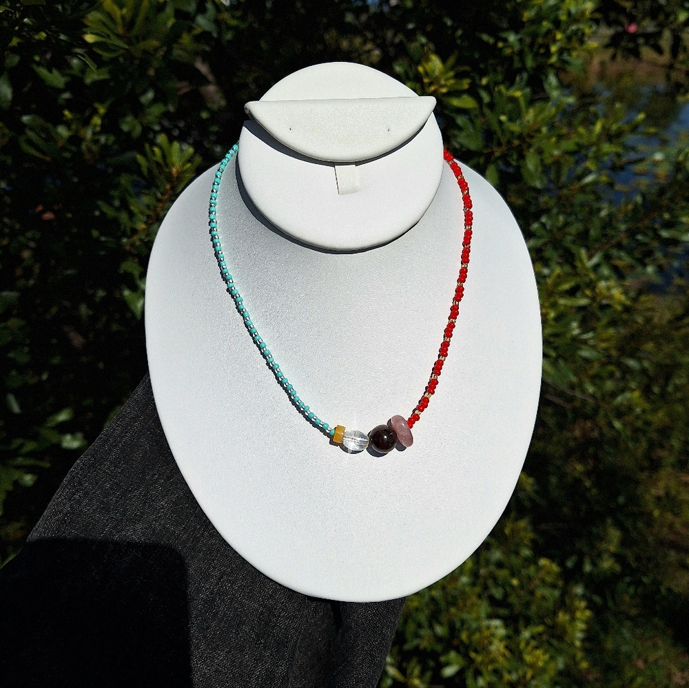 Gemstone, Czech Glass Beaded Necklace ~ Artisan Jewelry